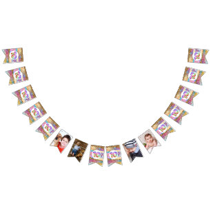 Bandeirinha 10.º aniversário do arco-íris - foto infantil do D