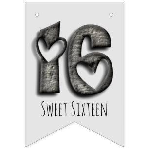 Bandeirinha 16o Tipografia rústica dos corações do doce 16