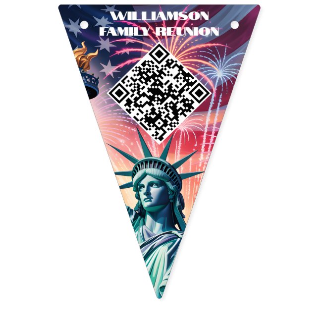 Bandeirinha 1776–2026 QR Bunting • Edite Texto e Link em Minut (Nona Bandeira)