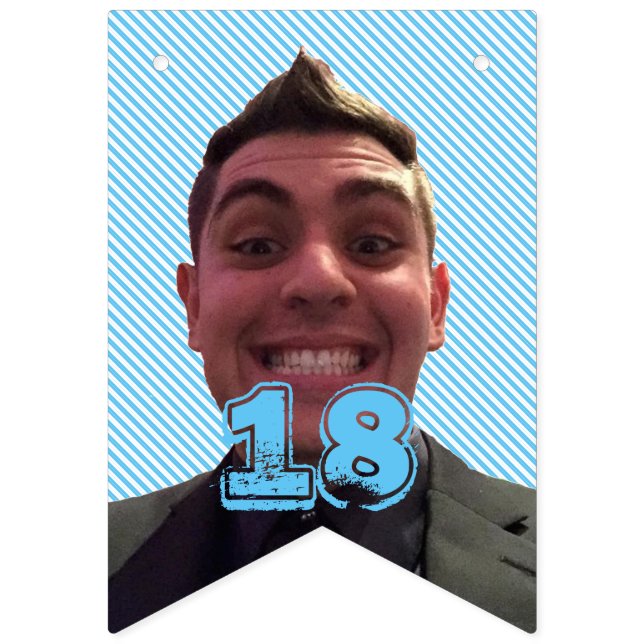 Bandeirinha 18o aniversário feliz com fotografia (Primeira Bandeira)