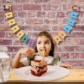 Bandeirinha 2 Photo Custom Colorful Birthday Photo Template