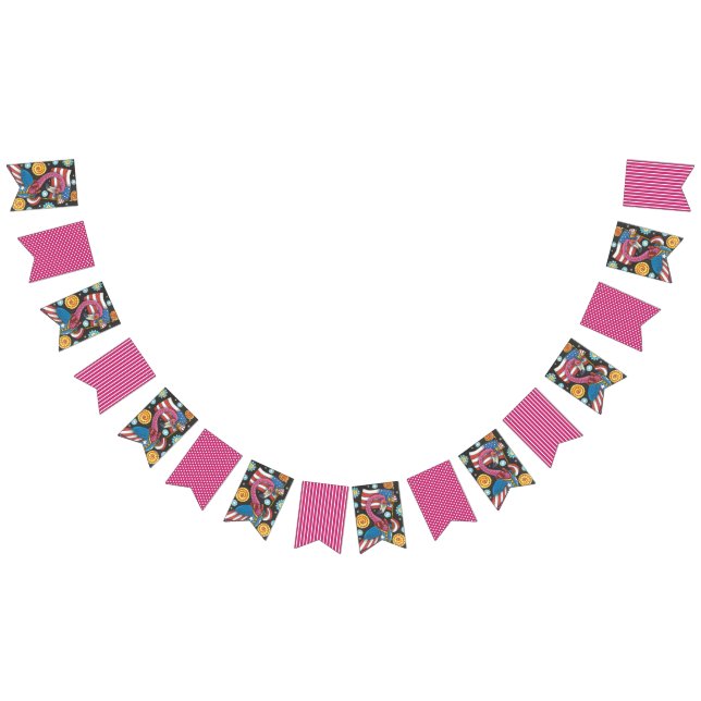 BANDEIRINHA 4 DE JULHO PINK FLAMINGO, BANNER DE PÁSSARO (Todos)
