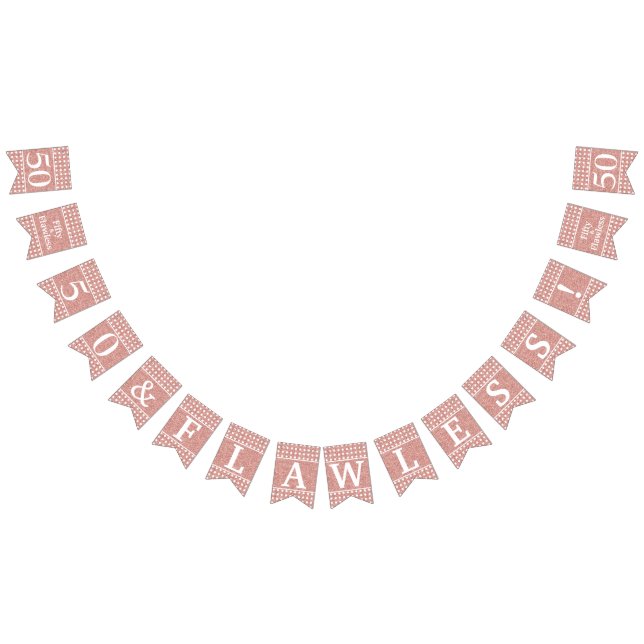 Bandeirinha 50 E Impecável Rosa Dourado Brilho Branco Aniversá (Todos)