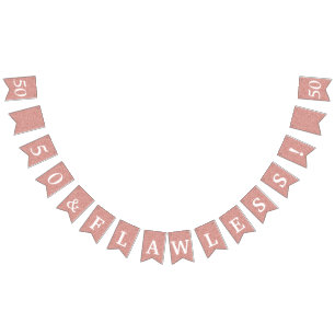 Bandeirinha 50 E Impecável Rosa Glitter Branca Aniversário