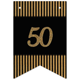Bandeirinha 50th ouro - preto & listras do ouro