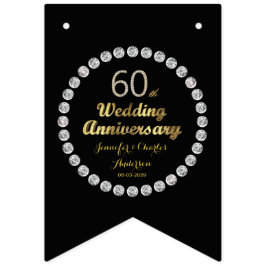Bandeirinha 60º aniversário do Casamento de Diamante Negro e D