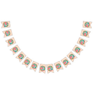 Bandeirinha Adicionar Nome Festa de aniversário Azul da Coluna