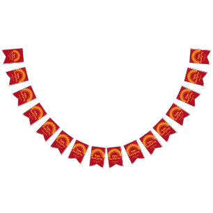 Bandeirinha Adicione Nome Ano Feliz Ação de Graças Yellows Red