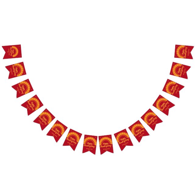 Bandeirinha Adicione Nome Ano Feliz Ação de Graças Yellows Red (Todos)