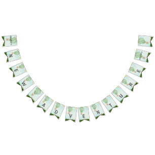 Bandeirinha Aguarda Chá de fraldas Nome e data personalizados