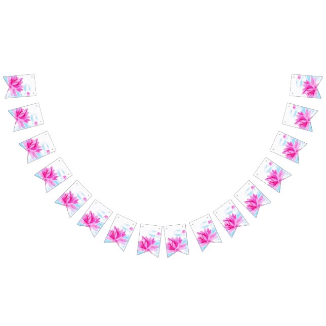 Bandeirinha Amantes de Paisagem com Aquarela de Flor Rosa (Todos)