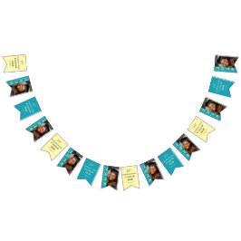 Bandeirinha Amarelo Turquesa Foto Graduação Parabéns