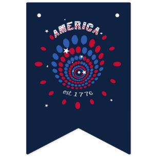 Bandeirinha América 1776 Espiral de Fogos Patrióticos