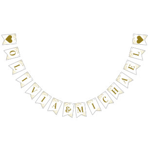 Bandeirinha Amigos Dourados com nomes de Casais de Casamento B