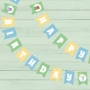 Bandeirinha Animais da Floresta Feliz Aniversário