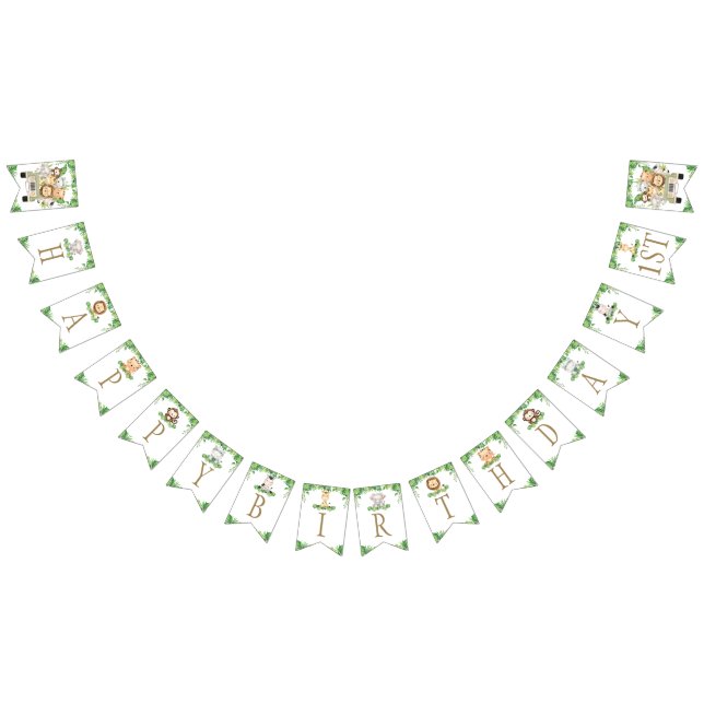 Bandeirinha Animais da Selva Cobra Safari Car Greenery Anivers (Todos)