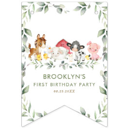 Bandeirinha Animais de quinta, Barnyard Greenery Feliz Anivers