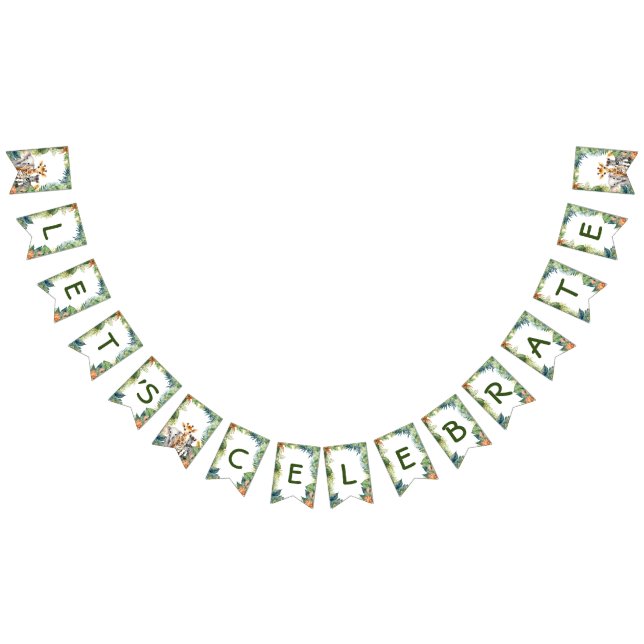 Bandeirinha Animais Safari Selvagens de aniversários de crianç (Todos)