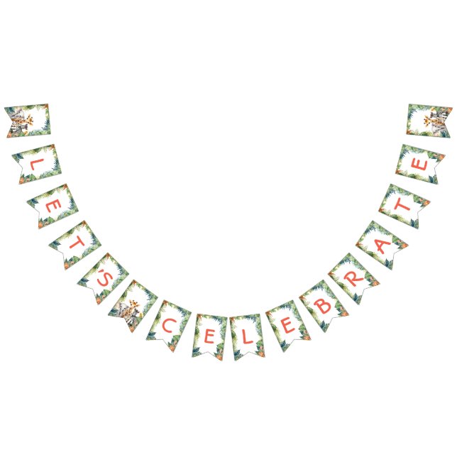 Bandeirinha Animais Safari Selvagens de aniversários de crianç (Todos)