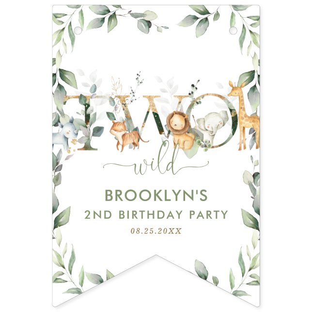 Bandeirinha Animais Selvagens Cultivam Dois segundos aniversár (Primeira Bandeira)