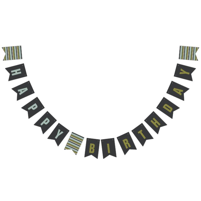 Bandeirinha Aniversário cinzento azul, verde, de linho (Todos)