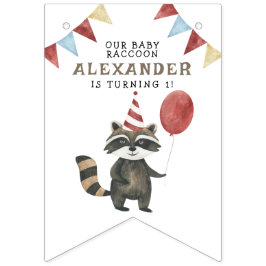 Bandeirinha Aniversário de 1 ano do nosso bebê Guaxinim