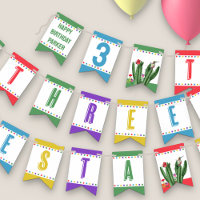 Aniversário de 3 anos para Crianças Coloridas Três