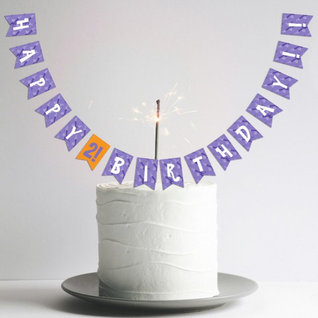 Bandeirinha Aniversário de criança de Halloween roxo e laranja (Purple and orange Halloween themed birthday party Bunting Flags
)