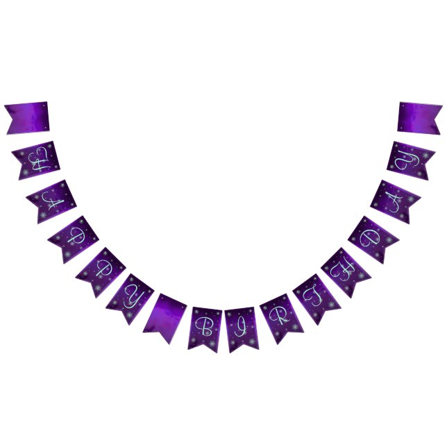 Bandeirinha Aniversário de Fada Roxa e Turquesa (Todos)