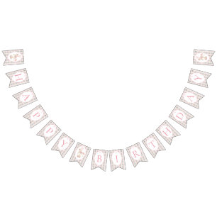 Bandeirinha Aniversário de um ano Carousel Rosa