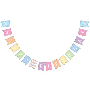 Bandeirinha Aniversário de Unicórnio Arco-íris
