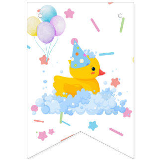 Bandeirinha Aniversário do Pato de Borracha com Bolhas e Confe