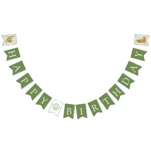Bandeirinha Aniversário do Retriever Dourado de Um Ano Verde
