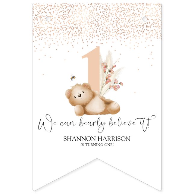 Bandeirinha Aniversário do Ursinho & Abelha (Primeira Bandeira)