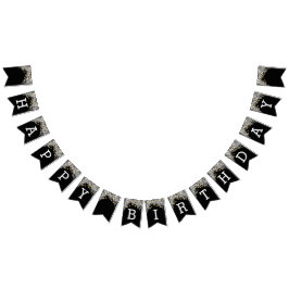 Bandeirinha Aniversário negro e Dourado