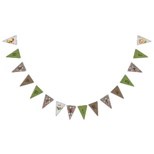 Bandeirinha Aniversário Personalizado de Animais Florestais En