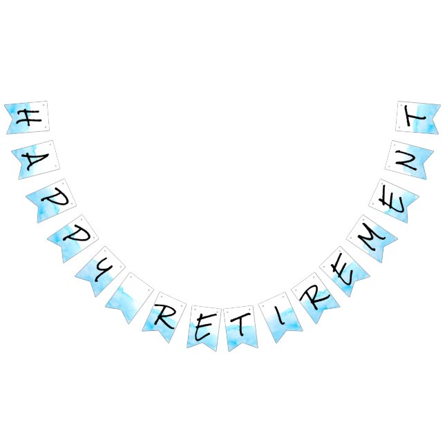 Bandeirinha Aposentação Feliz De Cor Branca E Azul Moderna (Todos)