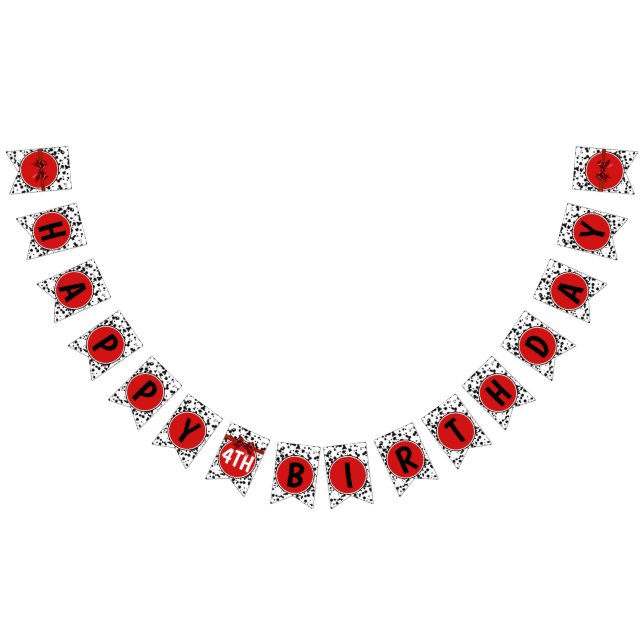 Bandeirinha Arco Dalmatas Preto Branco Vermelho Aniversário Fe (Todos)