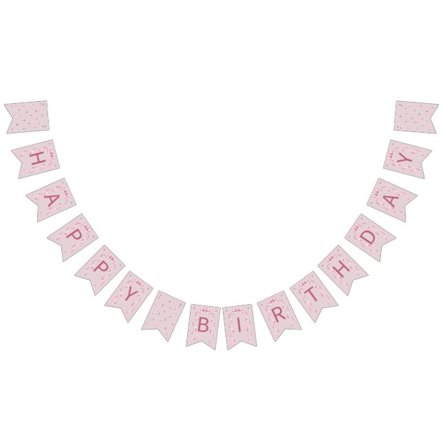 Bandeirinha Arco de Aniversário Coquette com Laço Rosa  (Todos)