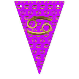 Bandeirinha Astrologia Símbolo Zodiac Cancer Dourado Símbolo d