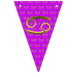 Bandeirinha Astrologia Símbolo Zodiac Cancer Dourado Símbolo d