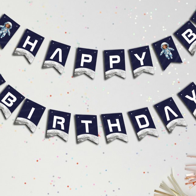 Bandeirinha Astronaut Birthday Party 1st Trip Around the Sun (Criador carregado)