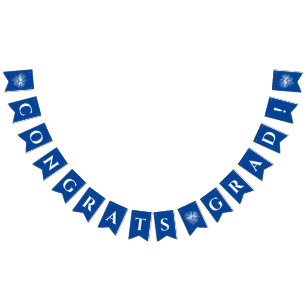 Bandeirinha Azul Parabéns Formando Bunting Flags com Firewo