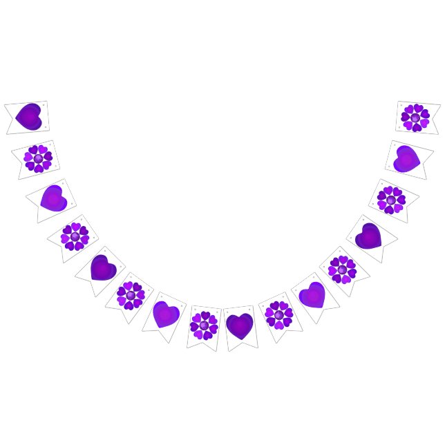 Bandeirinha B&W Corações Roxos Batendo (Todos)