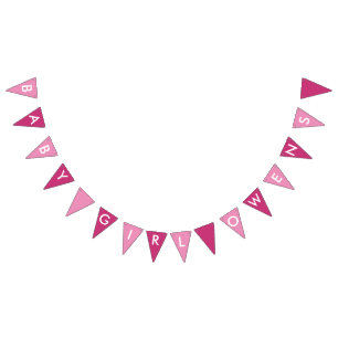 Bandeirinha Baby Girl Owens Pink and White Banner