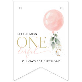 Bandeirinha Balão Rosa, Eucalyptus, Greenery, Primeiro Anivers