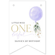 Balão Roxo, Verde, Folhagem, Primeiro Aniversário