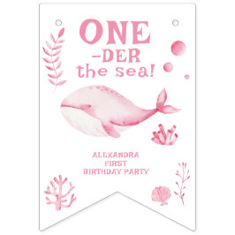 Bandeirinha Baleia Rosa Debaixo Do Mar 1º Aniversário