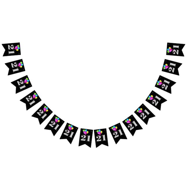 Bandeirinha balões aniversário de 21 anos (Todos)