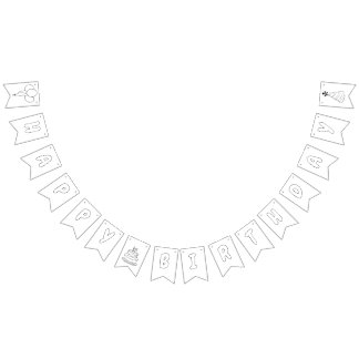 Bandeirinha Balões de Banner Feliz Aniversário Colorindo Banne